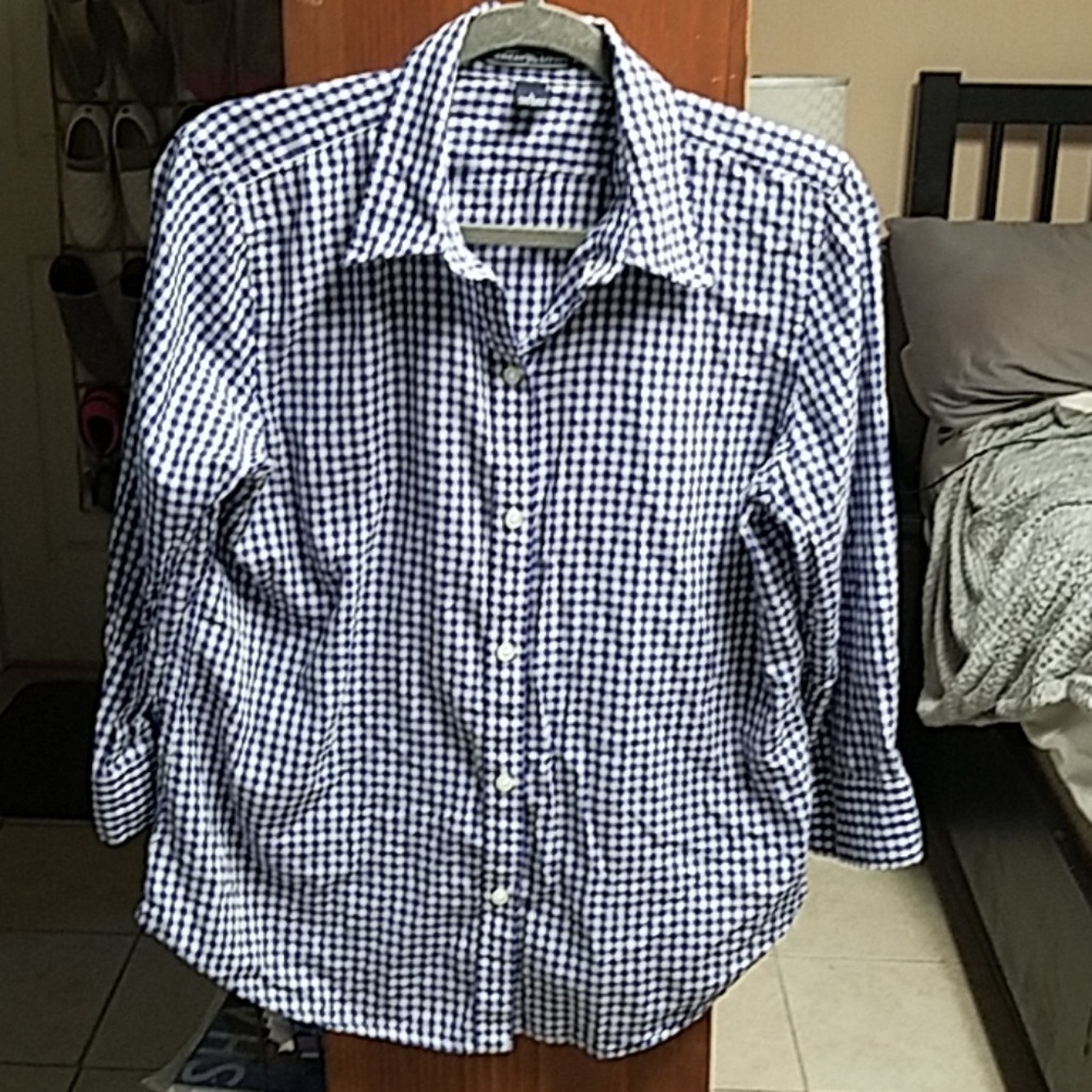 American Living Blue and White Checkered Shirt